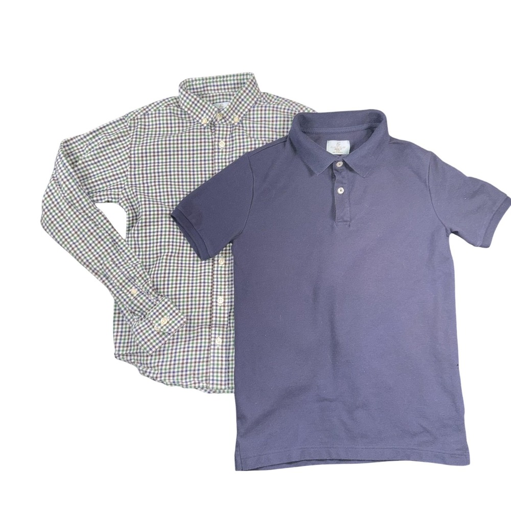 Class Club Shirt Lot Boys 14/16 Blue Polo Green Plaid Button Down Casual